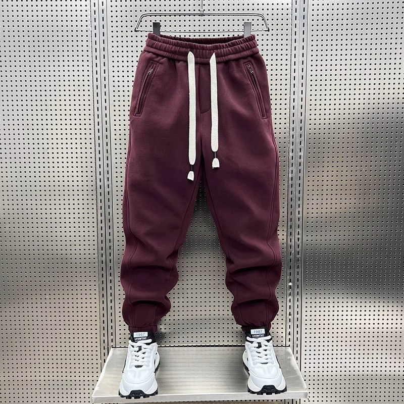 Vīriešu biezas džogeru bikses, brīvā piegriezuma, vidējā jostas augstums, 9/10 garums, poliestera audums