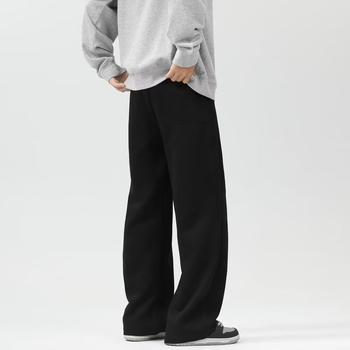 Ανδρικά παντελόνια ίσιας γραμμής, φλις εσωτερικά, μεσαία μέση, με κορδόνι για δέσιμο, ύφασμα βαμβάκι-πολυεστέρα