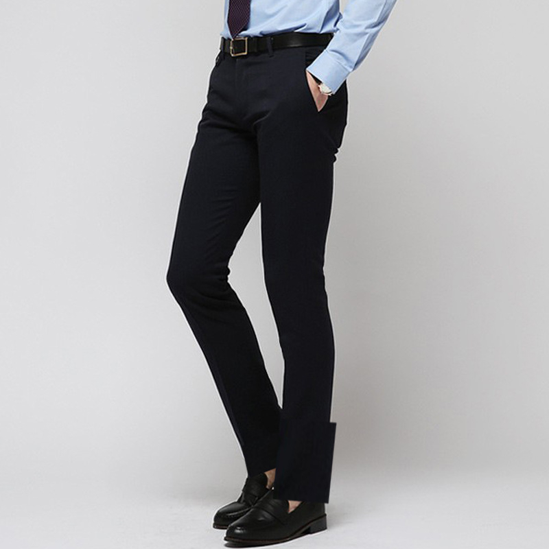 Pantaloni bărbați stil coreean, drepti, fără călcare, poliester, pentru muncă