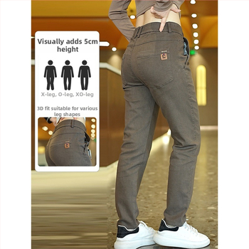 Ανδρικά παντελόνια casual, κορεατικού στυλ, μακριά ίσια γραμμή, μεσαία μέση, ύφασμα από ίνες μπαμπού με υψηλή ελαστικότητα, καθημερινή χρήση, Άνοιξη 2025