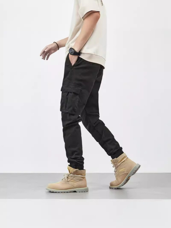 Παντελόνια εργασίας με πολλαπλές τσέπες, άνετη γραμμή, 97% βαμβάκι, μέση μεσαία, φερμουάρ, άνοιξη–φθινόπωρο