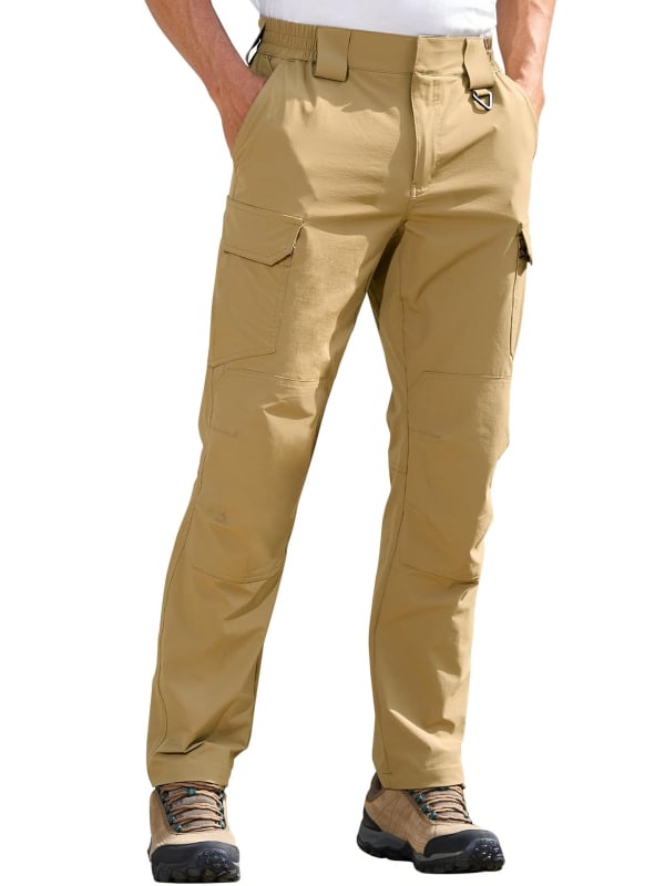 Мъжки бързосъхнещи панталони за туризъм и алпинизъм, еластичен найлон, едноцветни, с много джобове.