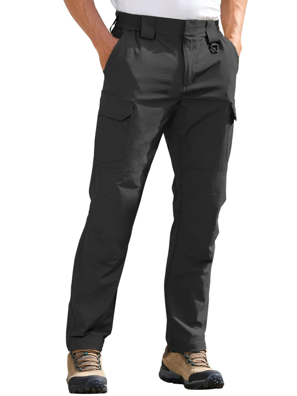 Мъжки бързосъхнещи панталони за туризъм и алпинизъм, еластичен найлон, едноцветни, с много джобове.