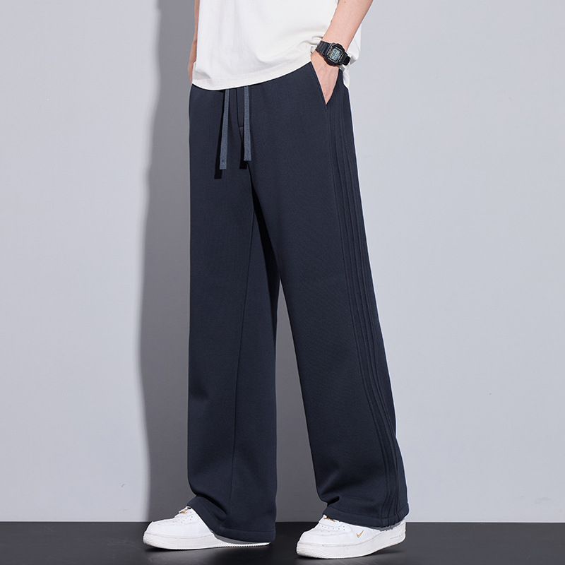 Férfi casual egyenes nadrág – pamut-poliészter keverék 60%/36%, középmagasságú derék, fűzős zárás, hosszú