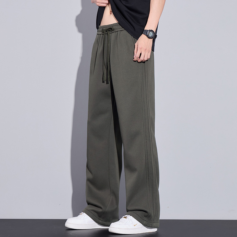 Férfi casual egyenes nadrág – pamut-poliészter keverék 60%/36%, középmagasságú derék, fűzős zárás, hosszú