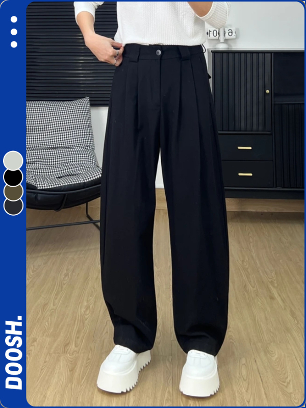 Férfiak számára laza szabású, széles szárú nadrág, 100% poliészter, tavasz–ősz