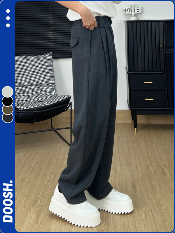 Férfiak számára laza szabású, széles szárú nadrág, 100% poliészter, tavasz–ősz