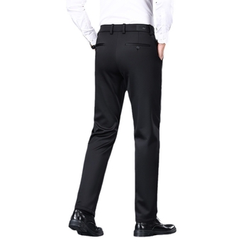 Ανδρικά παντελόνια business casual – ίσια γραμμή, υψηλή μέση, ελαστικό ύφασμα με μείγμα μαλλιού προβάτου/ναϊλον, χωρίς ανάγκη σιδερώματος, φερμουάρ