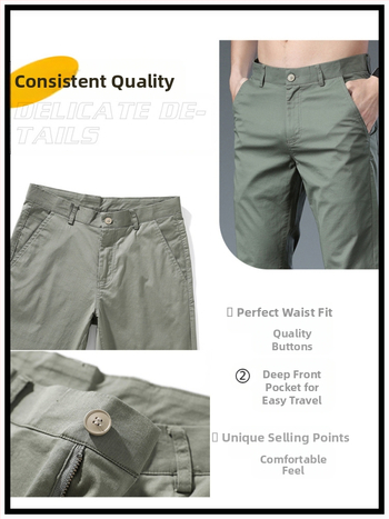 Ανδρικά casual παντελόνια με ίσια γραμμή, μεσαία μέση, ύφασμα μπαμπού, κύριο υλικό: γούνινο κουνελιού, μικροελαστικότητα