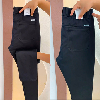 Ανδρικά παντελόνια business casual ίσιο κόψιμο, μεσαία μέση, φερμουάρ μπροστά, βαμβάκι-ελαστάν, ελαστικά