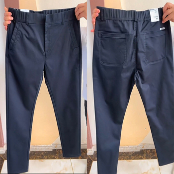 Ανδρικά παντελόνια business casual ίσιο κόψιμο, μεσαία μέση, φερμουάρ μπροστά, βαμβάκι-ελαστάν, ελαστικά