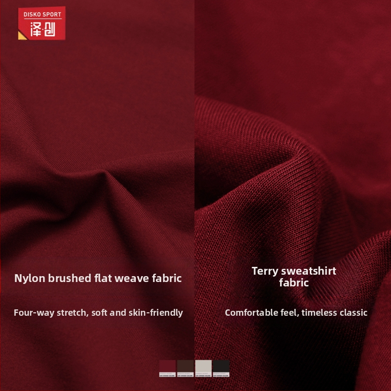 Женски всесезонен спортен комплект: суитшърт с дълъг ръкав и долнище с висока талия и широки крачоли за тичане и фитнес; материя: 78% найлон, 22% еластан; монохромен цвят.