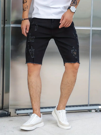 Ανδρικά τζιν σορτσάκια, slim-fit, μήκος μέχρι το μέσο μηρού, 70% βαμβάκι, μικροελαστικότητα