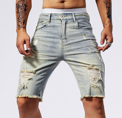 Ανδρικά τζιν σορτσάκια, slim-fit, μήκος μέχρι το μέσο μηρού, 70% βαμβάκι, μικροελαστικότητα