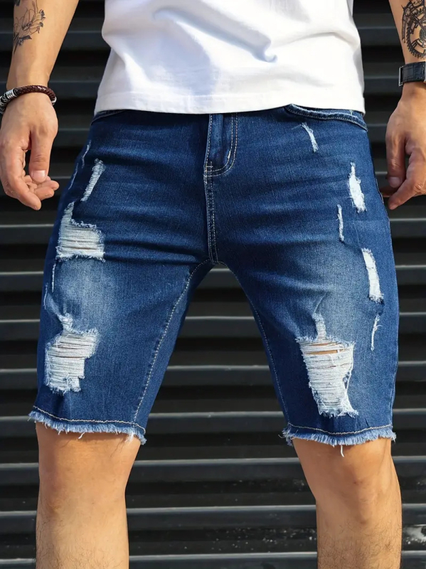 Ανδρικά τζιν σορτσάκια, slim-fit, μήκος μέχρι το μέσο μηρού, 70% βαμβάκι, μικροελαστικότητα