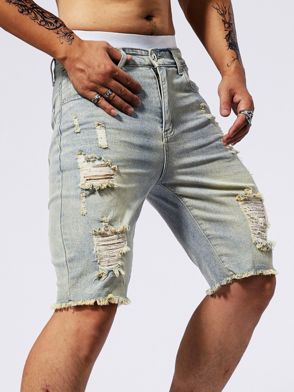 Ανδρικά τζιν σορτσάκια, slim-fit, μήκος μέχρι το μέσο μηρού, 70% βαμβάκι, μικροελαστικότητα