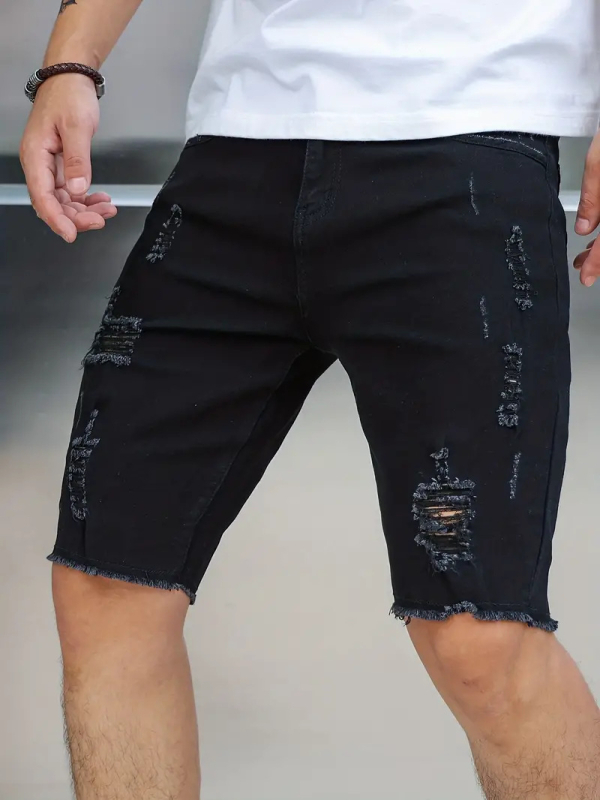 Ανδρικά τζιν σορτσάκια, slim-fit, μήκος μέχρι το μέσο μηρού, 70% βαμβάκι, μικροελαστικότητα