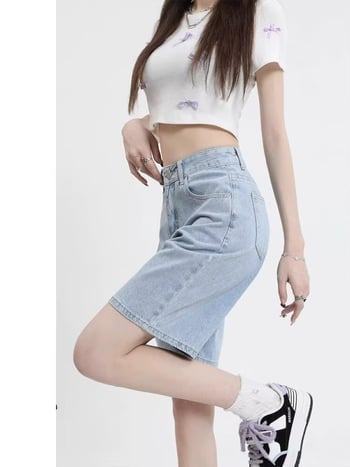 Ženske capri traperice – visoki pojas, slobodan kroj, pamuk-poliester smjesa, kapri dužina