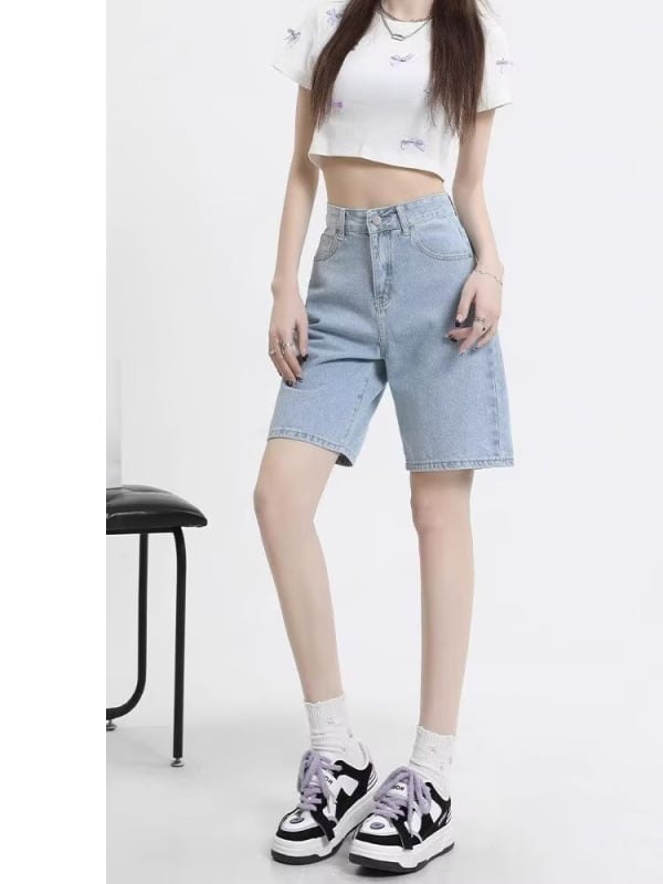 Ženske capri traperice – visoki pojas, slobodan kroj, pamuk-poliester smjesa, kapri dužina