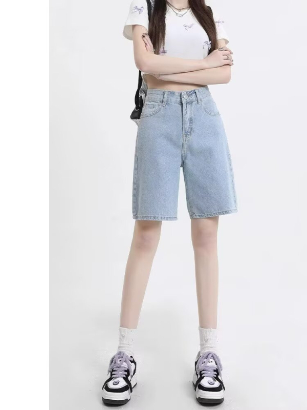 Ženske capri traperice – visoki pojas, slobodan kroj, pamuk-poliester smjesa, kapri dužina