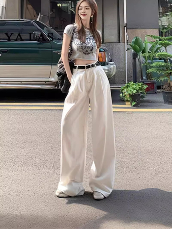 Denim farmernadrág magas derekú és széles szárú, 50–70% pamut, mikroelasztikusság