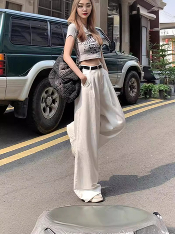 Denim farmernadrág magas derekú és széles szárú, 50–70% pamut, mikroelasztikusság