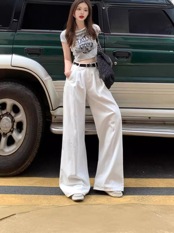 Denim farmernadrág magas derekú és széles szárú, 50–70% pamut, mikroelasztikusság