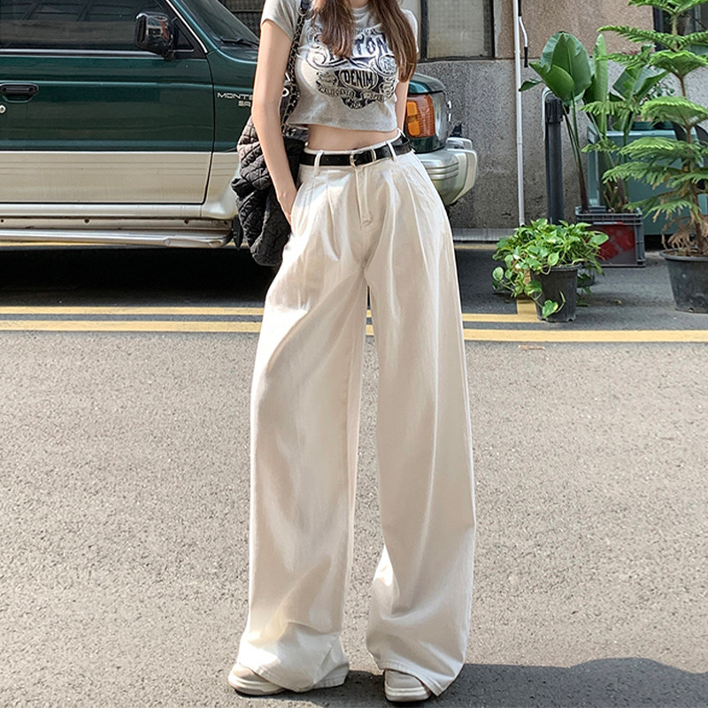 Denim farmernadrág magas derekú és széles szárú, 50–70% pamut, mikroelasztikusság