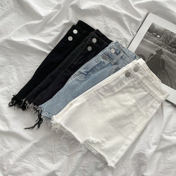 Visoko struk džins kratke hlače, ljeto 2021, korejski stil, široki kroj, pamuk-denim smjesa