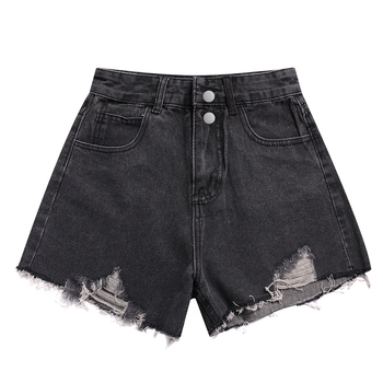 Visoko struk džins kratke hlače, ljeto 2021, korejski stil, široki kroj, pamuk-denim smjesa