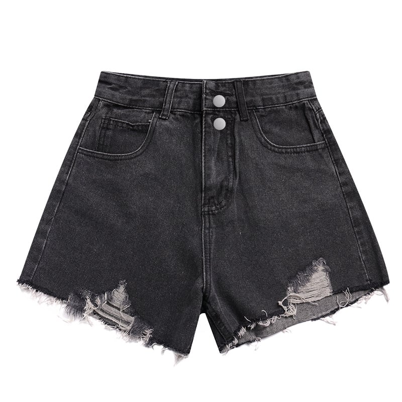 Visoko struk džins kratke hlače, ljeto 2021, korejski stil, široki kroj, pamuk-denim smjesa