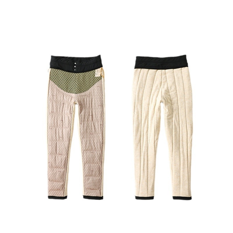 Moteriškos žieminės kelnės su guščių pūkų, vilktos su flisu, aukštas juosmuo, siauras kirpimas, poliesterio audinys su spandeksu