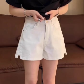 Дънкови къси панталони с ниска талия, права кройка, смес Spandex и полиестер, лято 2025