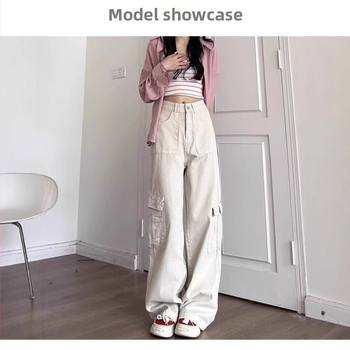 Женски работни панталони с широки крачоли, нейлон/полиестер, висока талия, градски ежедневен стил, летен сезон 2025