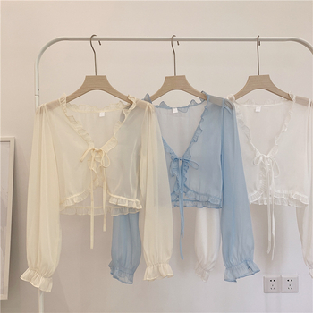 Ζακέτα σε γαλλικό στυλ, ύφασμα πολυεστέρα 90–95%, φιλικό προς το περιβάλλον μοτίβο, V-λαιμός, μανίκια τύπου φύλλων λωτού