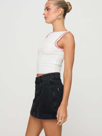 Γυναικεία τζιν φούστα-σορτς – κοντό μήκος, καλλιτεχνικό βινταζ ρετρό στυλ, μίξη πολυεστέρα-ελαστάν, καλοκαίρι 2025