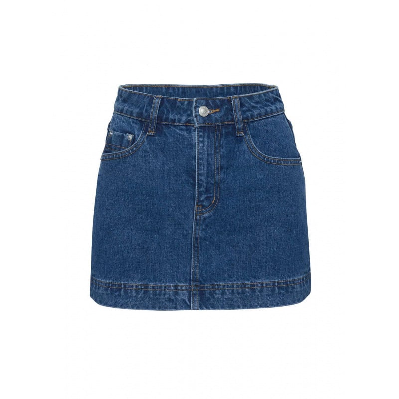 Женска дънкова пола-шорти – къс модел, артистично винтидж-ретро, смес полиестер и еластан, лято 2025