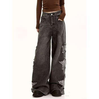 Farmernadrág – laza szabás, denim anyag, középmagas derék, mikroelasztikusság, street hipster stílus