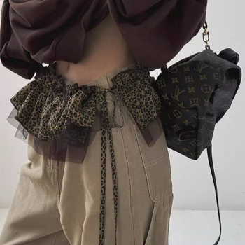 А-линейна мини пола с волани и връзки (95% полиестер, дзен стил, литературно ретро, пролет 2023)