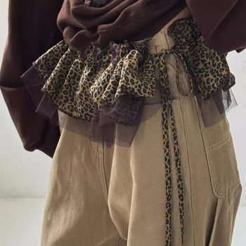 Α-γραμμή μίνι φούστα με βολάν και κορδόνια (95% πολυεστέρας, ζεν στυλ, λογοτεχνικό ρετρό, άνοιξη 2023)