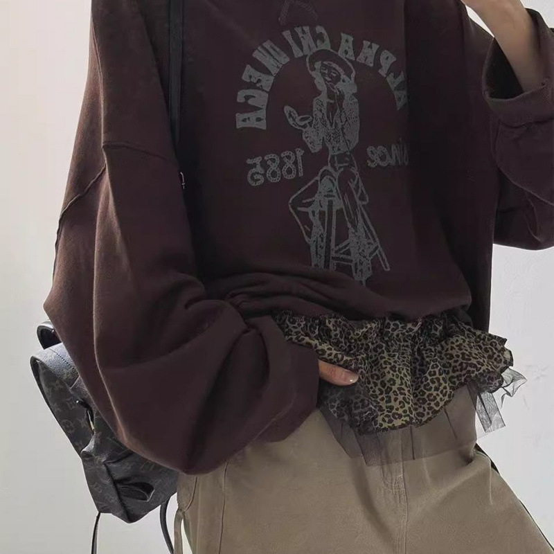 А-линейна мини пола с волани и връзки (95% полиестер, дзен стил, литературно ретро, пролет 2023)