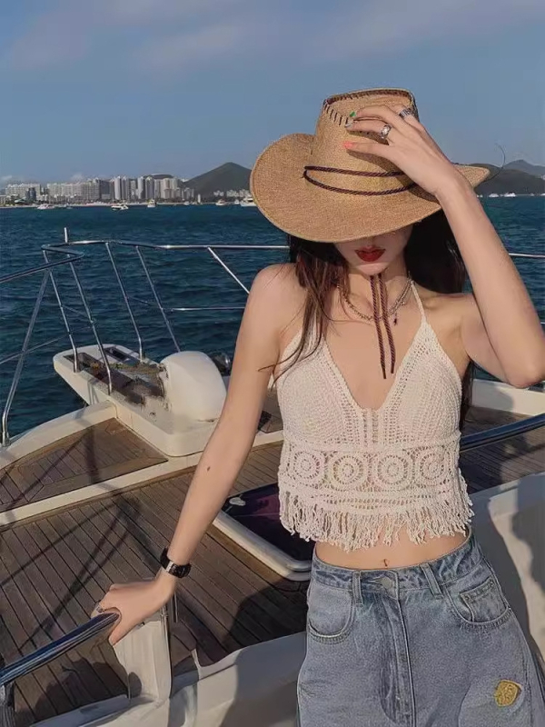 Памучен потник с халтер презрамка, стил слинг, съдържание 90–95% памук, за жени.