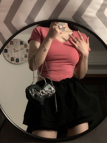 Дънкова пола А-образна, висока талия, плисирана, къса дължина, смес памук и полиестер