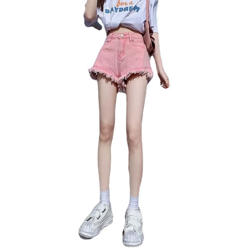 Дънкови къси панталони с висока талия, широки крачоли, уличен хипстър стил, 50-70% памук