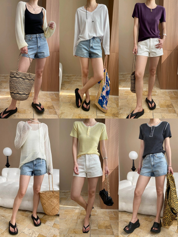 Körte alakú, magas derekú farmer short, mosott, patchwork részletek, háromnegyedes hossz, 95% feletti pamut, SN7322