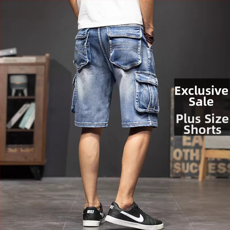 Дънкови къси панталони с свободна кройка, пет джоба, работен стил, за всички сезони.