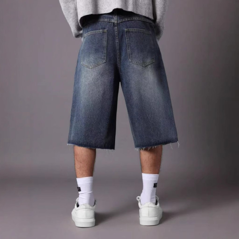 Vīriešu brīvi pieguļošas džinsa bikses, cropped garums, Harajuku stils, pavasara 2025 sākums