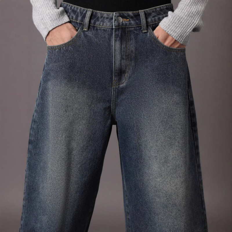 Vīriešu brīvi pieguļošas džinsa bikses, cropped garums, Harajuku stils, pavasara 2025 sākums