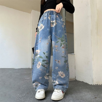 Τζιν για κορίτσια με φαρδιά γραμμή, ευέλικτος στυλ, denim με ίνες βινόλυνο