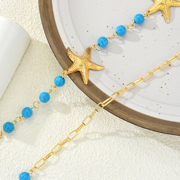 Метален колан за талия с форма на морска звезда и изкуствен камък, елегантен стил, дължина 60–80 см